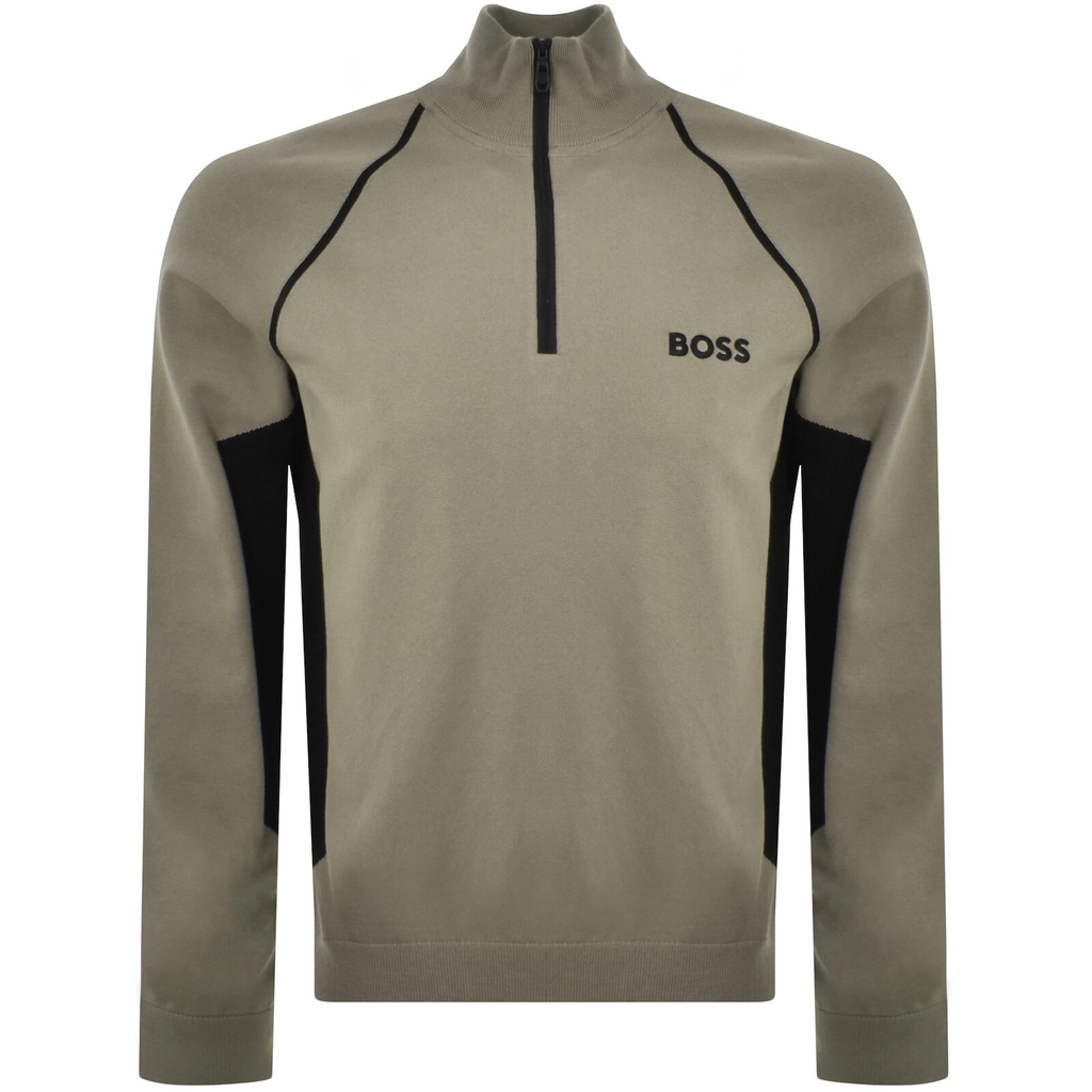 Boss Athleisure BOSS Hydro X Half Zip Jumper Khaki